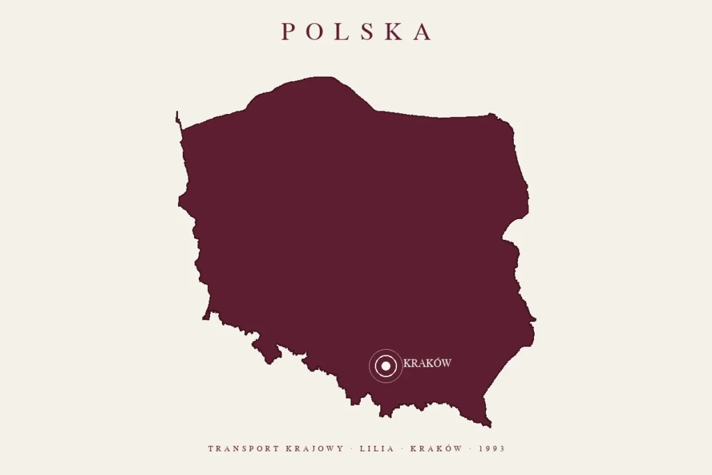 Mapa Polski z Krakowem - transport krajowy zwłok Lilia